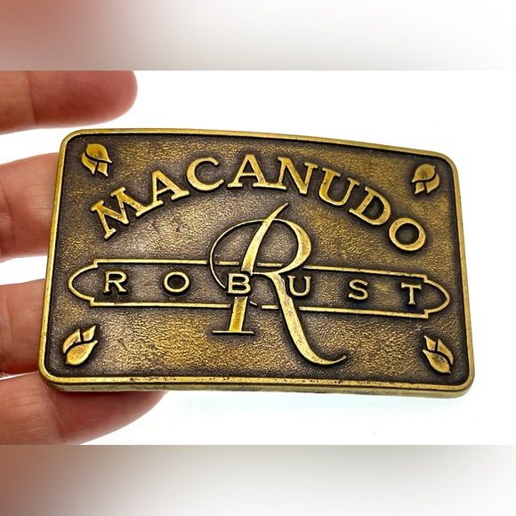 Vintage Belt Buckle Macanudo Cigar Antiqued Brass Tone - Picture 2 of 4